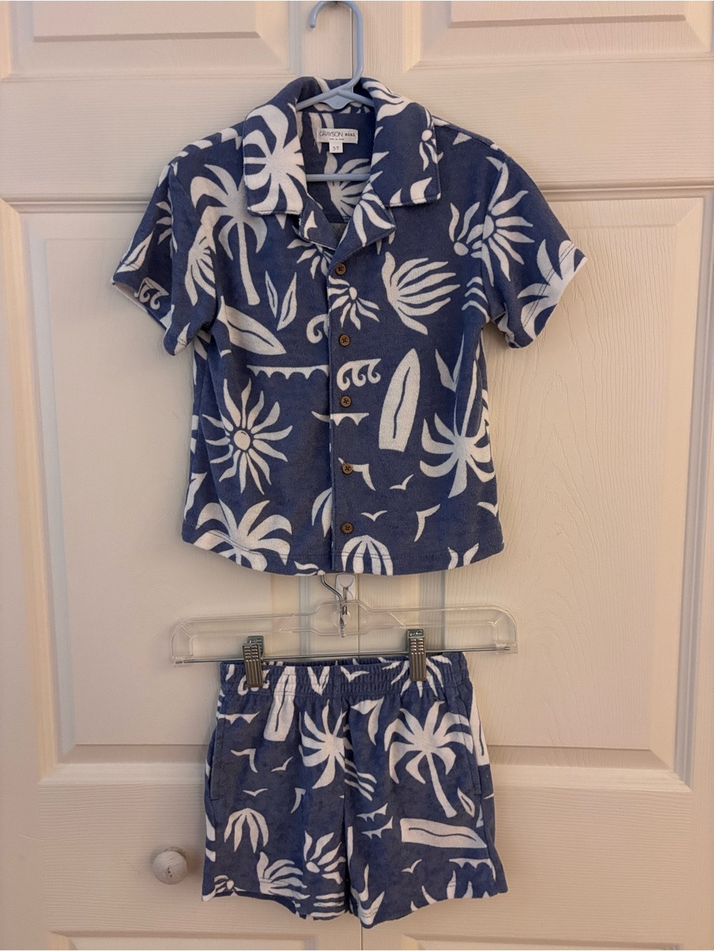 Target Grayson Mini Blue and White Palm Print Kids Set Sz 5